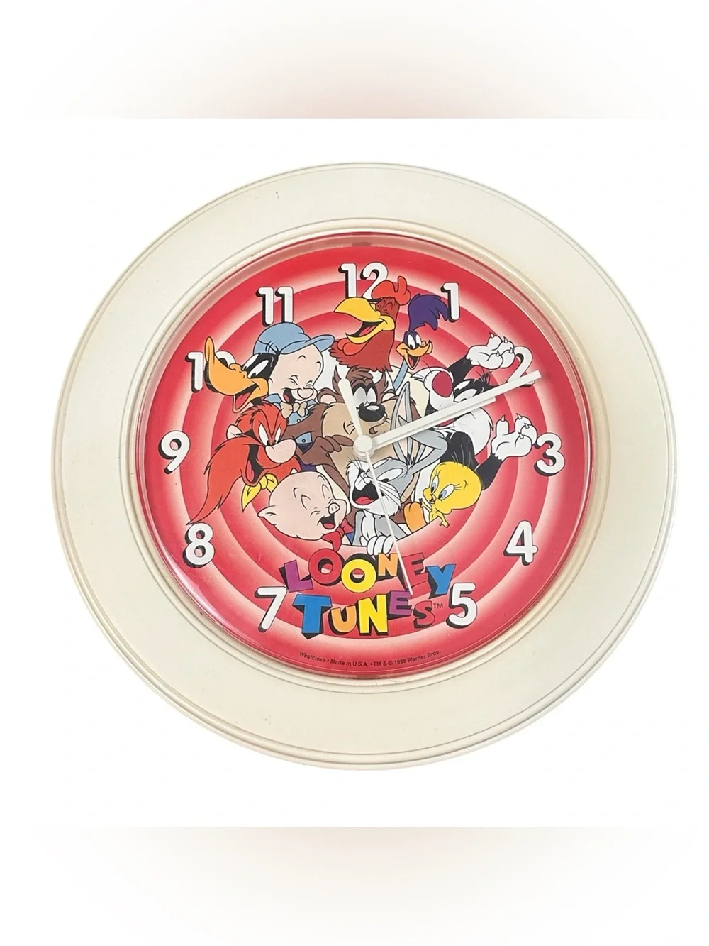 Looney Tunes Westclox Wall Clock. Bugs Bunny Sylvester Tweety Taz Porky Pig 1998